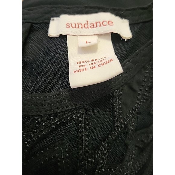 Sundance Lace Crochet Sleeveless Blouse Black Large Boho - Picture 8 of 8